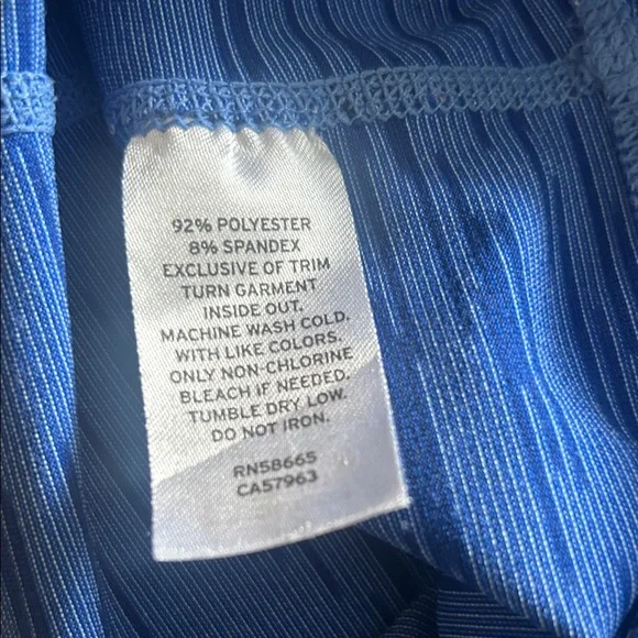 Zella Blue Striped Long sleeve Pullover Shirt with half zipper. - Picture 12 of 12